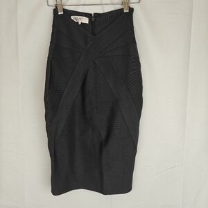 House Of CB Pencil Bandage Knee Length Skirt In Charcoal Grey Size Small Women's